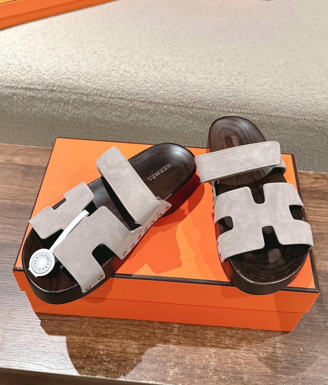 Hermes wooden sole sandals-20